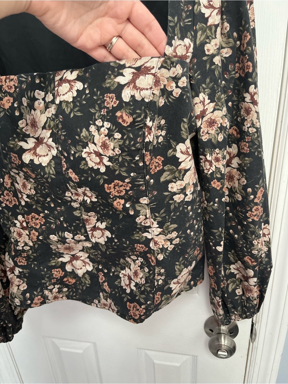Abercrombie & Fitch Square Neck Blouse M Floral Balloon Sleeve Smock Feminine - Picture 7 of 15